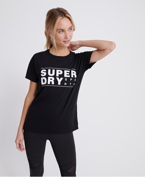 Superdry Core Sport Graphic Női Pólók Fekete | QNUKA7864